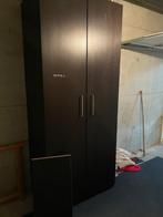 Hoge 2 deur zwarte Kast, met 2 legplanken, Avec espace de penderie, 100 à 150 cm, Autres essences de bois, Enlèvement