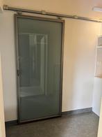 Schuifdeur, metaal kader met matglas, Doe-het-zelf en Bouw, Raamkozijnen en Schuifdeuren, Gebruikt, Overige typen, 150 tot 225 cm