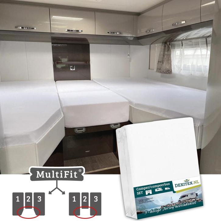 Jersey hoeslakenset - 3 delig met midden matras diverse, Caravans en Kamperen, Caravanaccessoires