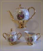 Thee-set in porselein met > ROMANTISCH DECOR < goud gehoogd., Huis en Inrichting, Ophalen, Nieuw, Overige stijlen, Porselein
