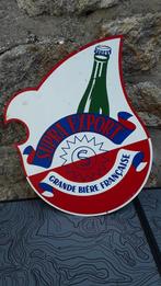 Oud bier reclame bord in metaal, Verzamelen, Biermerken, Ophalen of Verzenden, Gebruikt, Overige typen, Overige merken