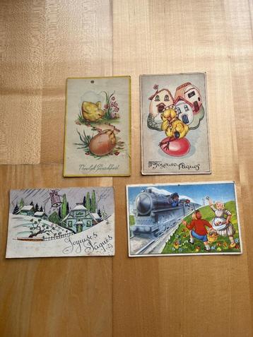 4 postkaarten Pasen- Jaren 40/50 beschikbaar voor biedingen