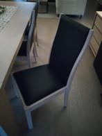 6 stoelen lichte eik / zwart leer, Enlèvement, Noir, Cuir