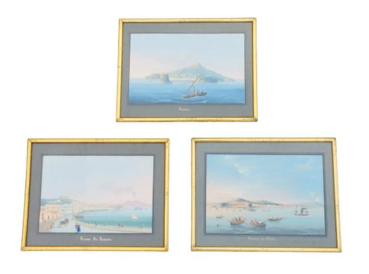 Napolitaanse gouaches * 19 eeuw * (na Giuseppe Scoppa), Antiek en Kunst, Kunst | Schilderijen | Klassiek, Ophalen of Verzenden