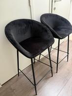 Barstoel Amira Velvet Zwart, 90 cm ou plus, Avec repose-pieds, 2 tabourets, Synthétique