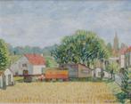 Adriaan Vandewalle (1907-1997): Landschap met forenzenwagen, Antiek en Kunst, Ophalen of Verzenden