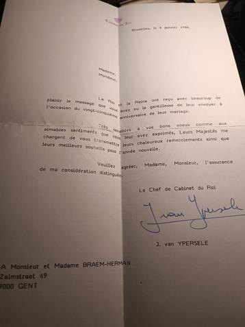 Originele brief van het Koningshuis/Boudewijn & Fabiola beschikbaar voor biedingen