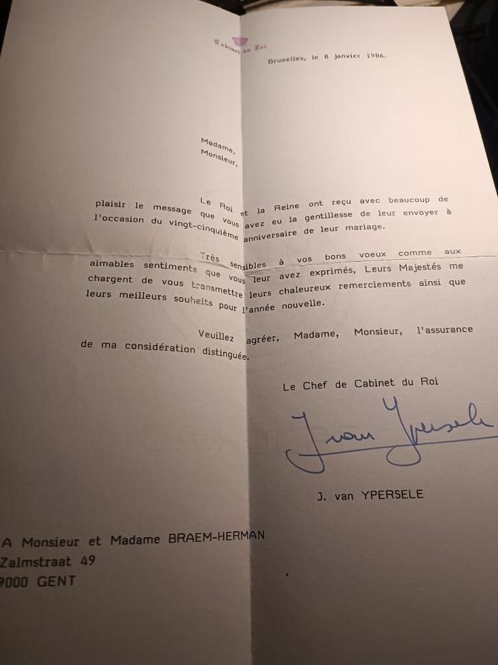 Originele brief van het Koningshuis/Boudewijn & Fabiola, Verzamelen, Koningshuis en Royalty, Zo goed als nieuw, Overige typen