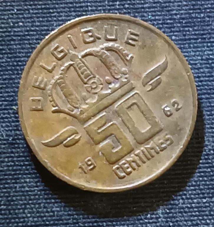 Misslag: 50 cent 1962 FR (1/8 medailleslag) - Boudewijn I, Postzegels en Munten, Munten | België, Losse munt, Brons, Verzenden
