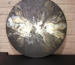 Abstract modern acryl canvas diameter 60cm zwart/goud, Ophalen of Verzenden
