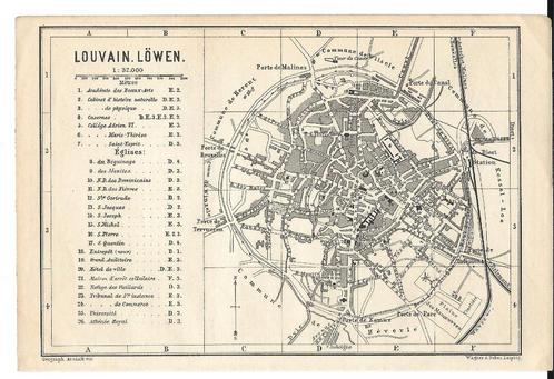 1897 - Leuven stadsplannetje, Antiek en Kunst, Kunst | Etsen en Gravures, Verzenden