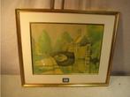Mooie antieke Gravure 'Oude Brug' - Wellens, Antiek en Kunst, Kunst | Etsen en Gravures, Ophalen of Verzenden