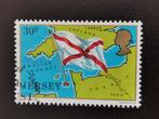 Jersey 1976 - landkaart, vlag, Ophalen of Verzenden, Gestempeld