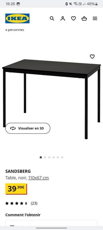 Table à manger Ikea sandsberg noire