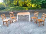 keukentafel en vier stoelen, Ophalen, Gebruikt, 100 tot 150 cm, Grenenhout