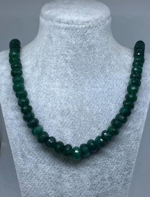 Natuurlijke Smaragd Halsketting, Handtassen en Accessoires, Kettingen, Nieuw, Zilver, Groen, Met edelsteen, Ophalen of Verzenden