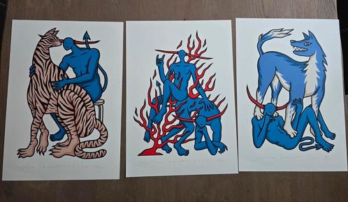 Duvel Iwan Smit kat hond, Antiek en Kunst, Kunst | Litho's en Zeefdrukken, Ophalen of Verzenden