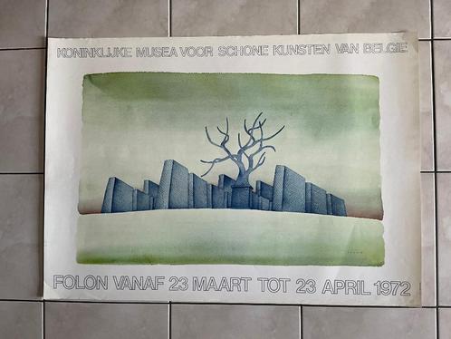 FOLON poster Koninklijke Musea voor Schone Kunsten tekst NL, Verzamelen, Posters, Gebruikt, Reclame, Deurposter of groter, Rechthoekig Liggend
