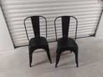 2 industriële metalen stoelen – zwarte “Tolix style” stoelen, Huis en Inrichting, Stoelen, Gebruikt, Twee, Zwart, Ophalen of Verzenden