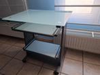 Bijzet tafel in glas (uittrekbaar), Ophalen, Zo goed als nieuw, Glas