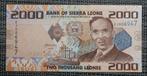 Bankbiljet 2000 Leones Sierra Leone 2010 UNC, Postzegels en Munten, Setje, Ophalen of Verzenden, Overige landen