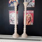 2 hoge houten kaarshouders. Hoogte 65cm, samen 10€, Huis en Inrichting, Woonaccessoires | Zuilen en Pilaren, Ophalen
