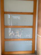 Schuifdeur in eik massief met mat glas, Doe-het-zelf en Bouw, Ophalen, Gebruikt, Binnendeur, Schuifdeur