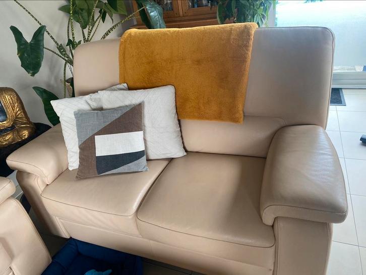 Lederen zetel, Huis en Inrichting, Zetels | Zetels, Zo goed als nieuw, Rechte bank, Driepersoons, 200 tot 250 cm, 75 tot 100 cm