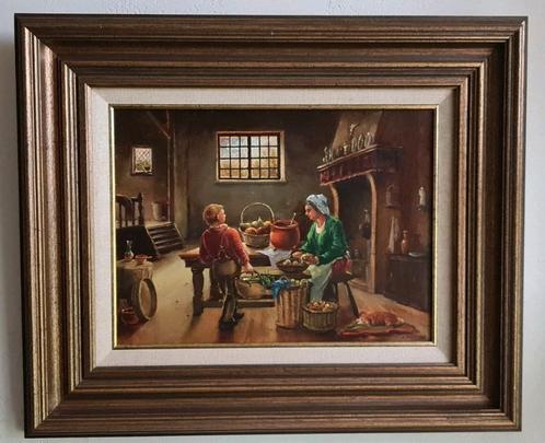 Ingekaderd schilderij op hout van Pierre Michiels, Antiek en Kunst, Kunst | Schilderijen | Klassiek, Ophalen