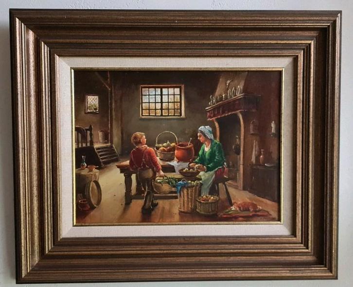 Ingekaderd schilderij op hout van Pierre Michiels, Antiek en Kunst, Kunst | Schilderijen | Klassiek, Ophalen
