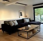 Zetel Canapé zwart velours - chaise longue, Huis en Inrichting, Zetels | Complete zithoeken, Ophalen, Zo goed als nieuw