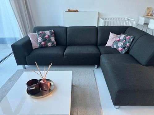 Hoekzetel salon stof zwart, Huis en Inrichting, Zetels | Zetels, Gebruikt, Hoekbank, Vierpersoons of meer, 250 tot 300 cm, 150 cm of meer