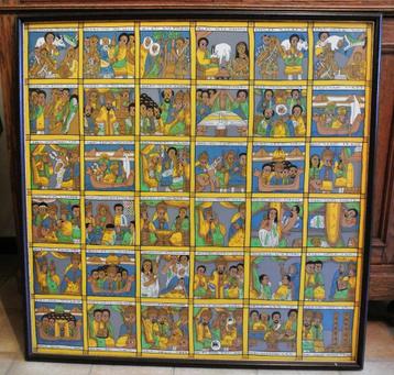 2 Uitzonderlijke bijbel verhaal op zijde, Ethiopische kunst, beschikbaar voor biedingen