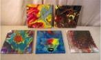 5 œuvres peintes abstraites amusantes - 20x20, Enlèvement ou Envoi