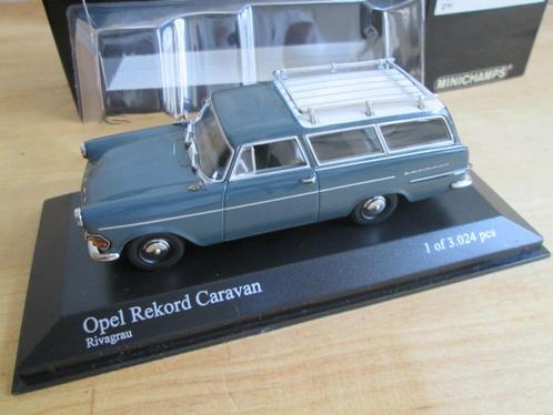 Minichamps Opel Rekord P2 Caravan grau mit Dachträger 1:43, Hobby & Loisirs créatifs, Voitures miniatures | 1:43, Comme neuf, Voiture