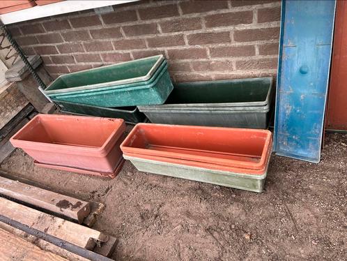 Lot de jardinières à fleurs, Tuin en Terras, Bloembakken en Plantenbakken, Gebruikt, Kunststof, Balkon, Tuin, 60 tot 100 cm, Rechthoekig
