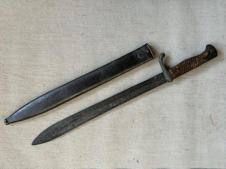 wo1 - Duitse Butcher bajonet met schede - Richard H Solingen, Verzamelen, Militaria | Algemeen, Landmacht, Mes of Dolk, Ophalen of Verzenden