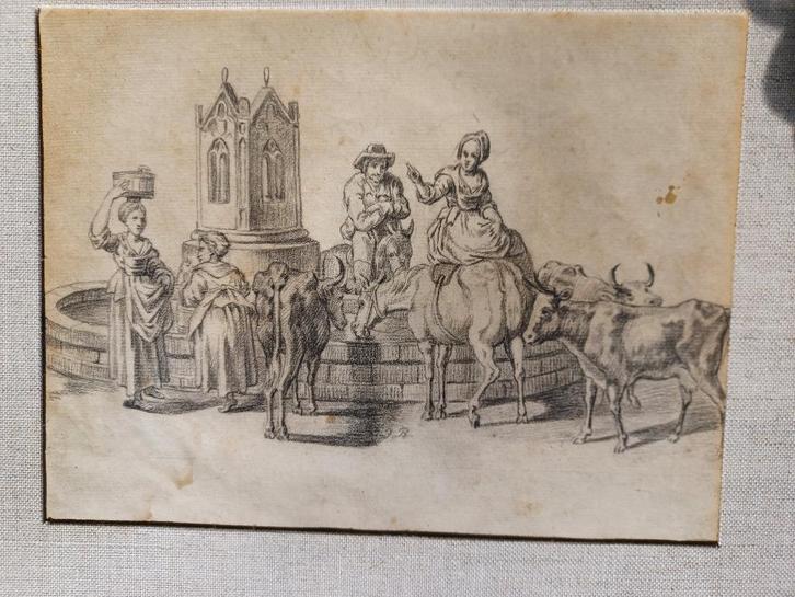 Tekening 17de eeuw, Antiek en Kunst, Kunst | Etsen en Gravures, Ophalen