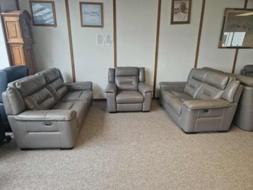 GRIJZE BUFFELLEDEREN SALON MET 5 RELAXEN 3+2+1 ZIT beschikbaar voor biedingen