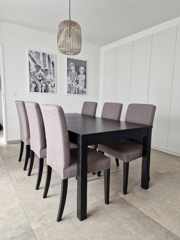 Eettafel met 6 stoelen, Enlèvement, Utilisé, 50 à 100 cm, Rectangulaire