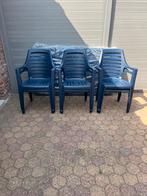 Aangeboden donkerblauwe tuinset met 6stoelen en grote tafel, Ophalen, Zo goed als nieuw, Kunststof, Tuinset