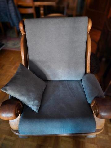 Eiken salon  3 zit en 2 keer 1 zit, Enlèvement, Comme neuf