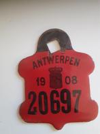 Fietsplaat Antwerpen 1908 met vierkant oog, Verzamelen, Overige Verzamelen, Verzenden, Zo goed als nieuw