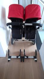 Tweelingbuggy Bugaboo Donkey Twin zwart/rood, Kinderen en Baby's, Kinderwagens en Combinaties, Gebruikt, Verstelbare duwstang