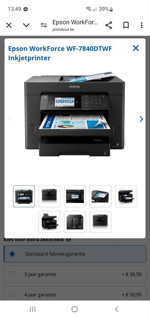 Epson Workforce WF-7840 DTWF + inkt, Computers en Software, Printers, Nieuw, Printer, Inkjetprinter, Faxen, Kleur printen, Kopieren