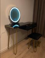 Make-up tafel zwart/goud met spiegel en verlichting, Ophalen, Zo goed als nieuw, Modern