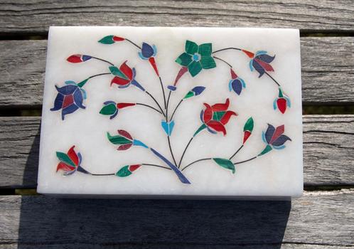 Marmer doosjes Pietra dura uit India , Agra, Antiek en Kunst, Curiosa en Brocante, Ophalen of Verzenden