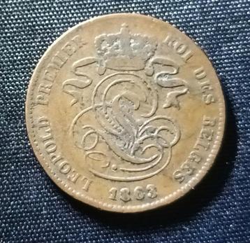 2 cent 1863 Leopold I beschikbaar voor biedingen