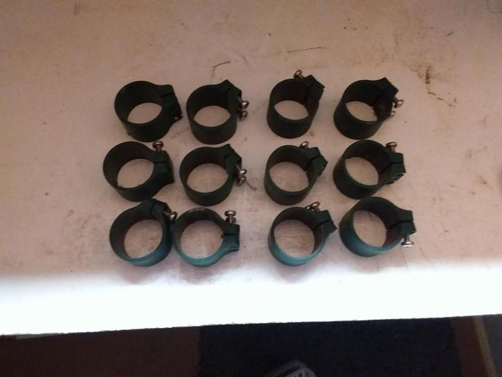 Geplastificeerde draadpanelen met palen en beugels., Tuin en Terras, Tuinhekken en Hekwerk, Gebruikt, Ophalen