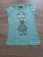 LolaLiza turquoise t-shirt met giraf xxxs, Manches courtes, Taille 34 (XS) ou plus petite, Bleu, Porté